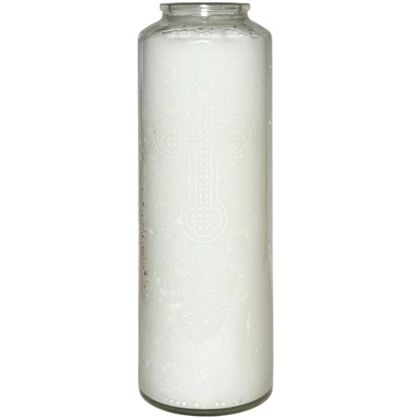 2433 - MEMORIAL CANDLE WHITE GLASS 1EA
