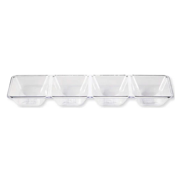 PARTY COUTURE - CLEAR 4 COMPARTMENT RECTANGLE TRAY 24x1 EA