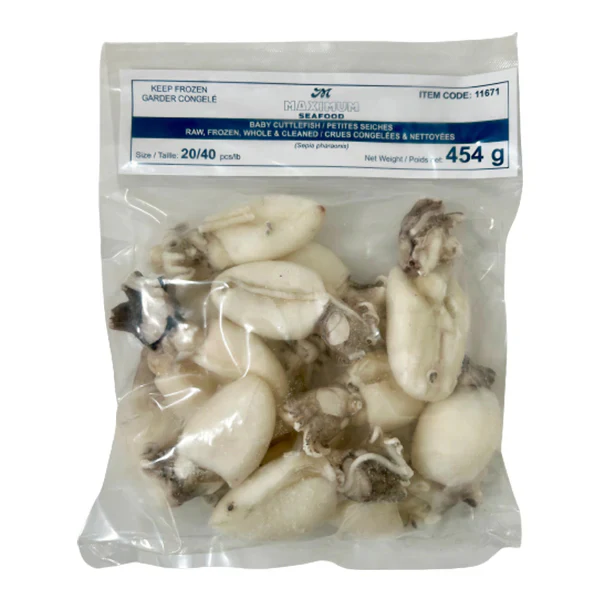 MAXIMUM SEAFOOD - BABY CUTTLEFISH WHOLE CLEANED 20/40 10x454 GR