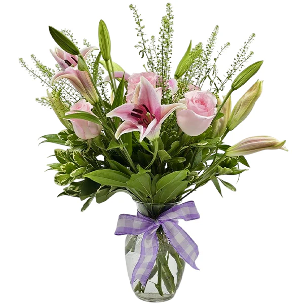PINK PETALS DELIGHT VASE ARRANGEMENT EA