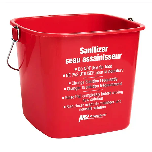 M2 PROFESSIONAL - 6QT RED CLEANING PAIL- SANITIZER 12x EA
