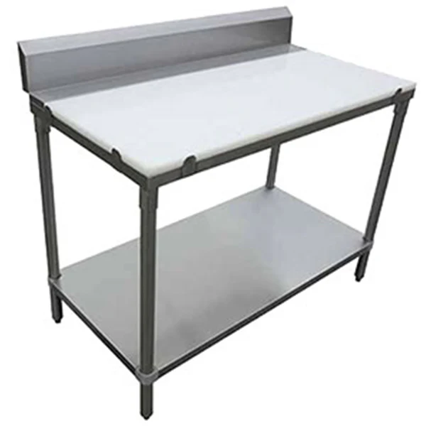EFI - STAINLESS STEEL POLYBOARD WORKTABLE WITH 6IN BACKSPLASH 24 INx48 IN