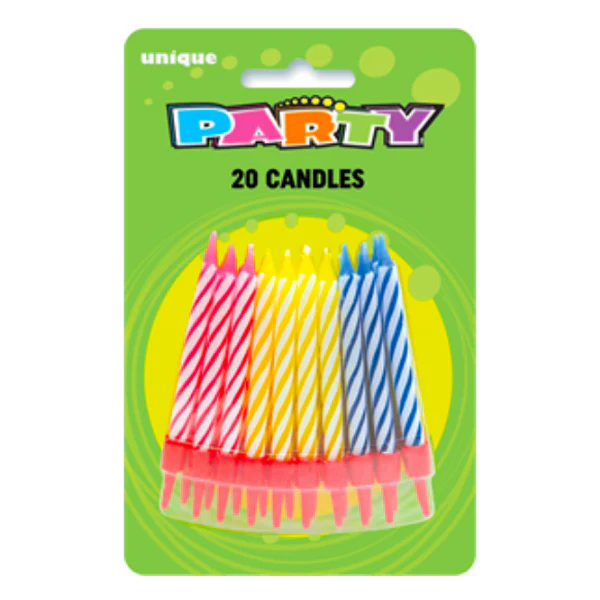 UNIQUE - SPIRAL CANDLES IN HOLDERS MULTI 20EA