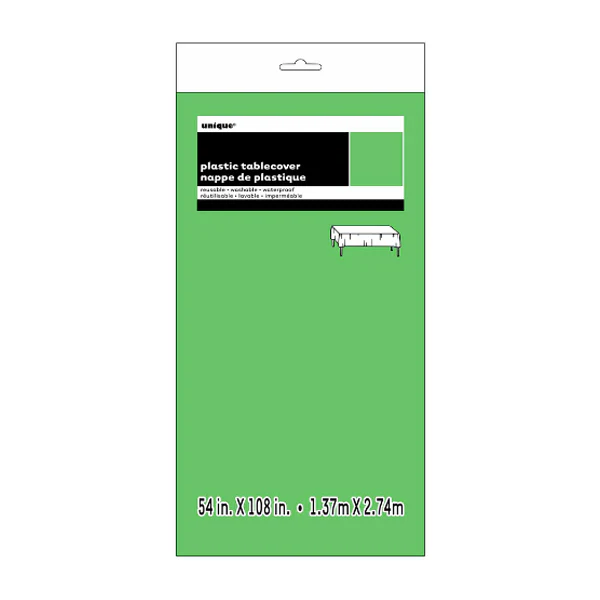 UNIQUE - LIME GREEN RECT PLASTIC TABLECOVER 54X108 EA