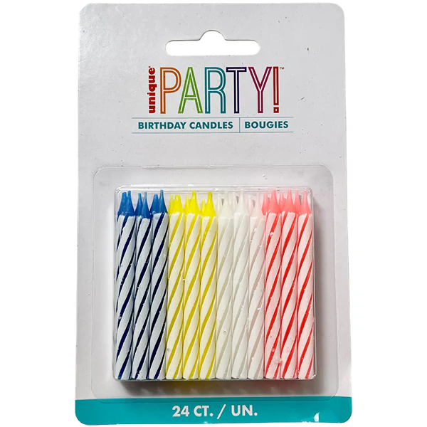 UNIQUE - SPIRAL CANDLES MULTICOLOUR 24CT