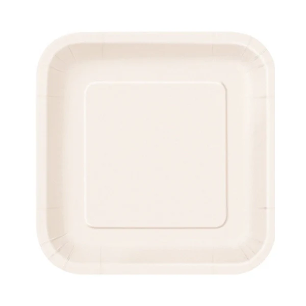 UNIQUE - 9in WHITE SQUARE PAPER PLATES EA