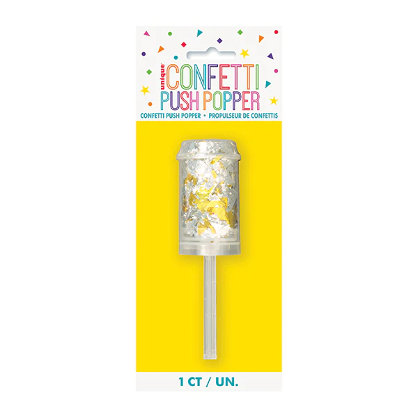UNIQUE - GOLD & SILVR FOIL CONFETTI PUSHER EA