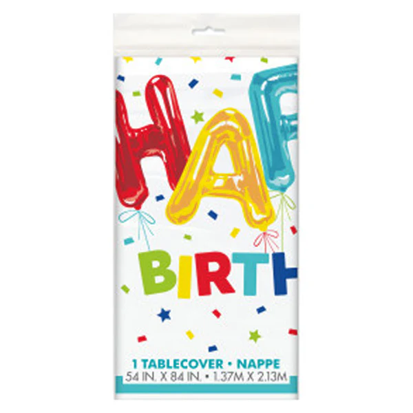 UNIQUE - HAPPY BALLOON BIRTHDAY PLASTIC TABLE COVER EA