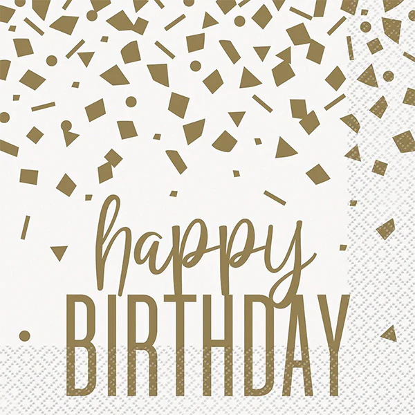 UNIQUE - GOLD CONFETTI BIRTHDAY LUNCHEON NAPKINS EA