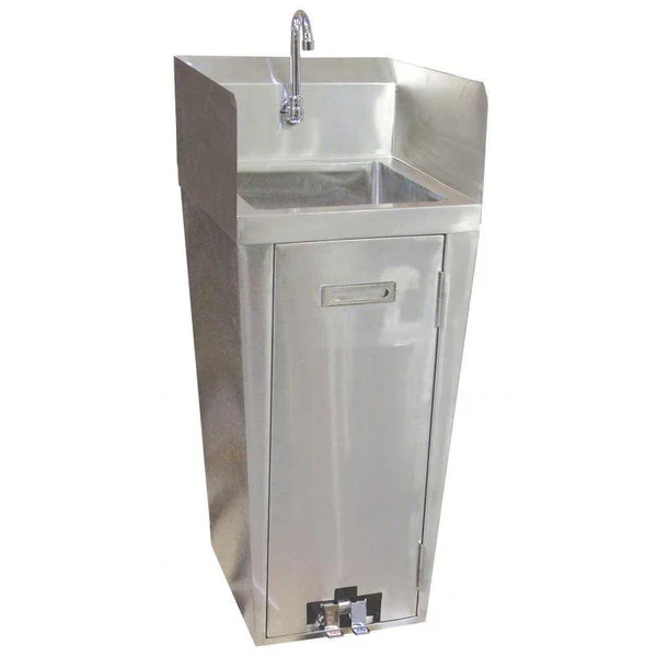 OMCAN - 18" PEDESTAL HAND SINK W/SPLASHES FOOT VALVE