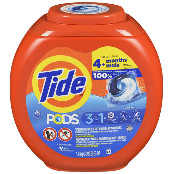 TIDE PODS - 3 IN 1 ORIGINAL SCENT LAUNDRY DETERGENT 76 CT