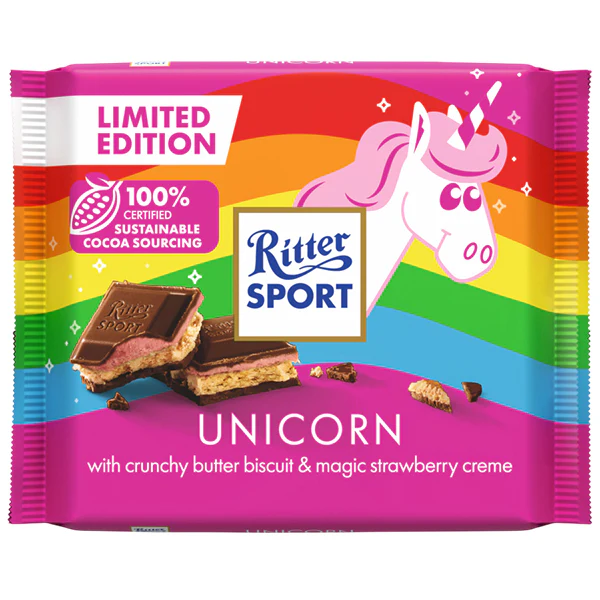 RITTER SPORTS - STRAWBERRY AND BUTTER BISCUIT UNICORN EDITION 100GR