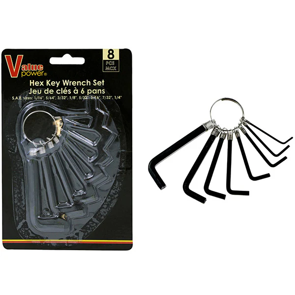 VALUE POWER - WRENCH HEX KEY W/ RING 8PC