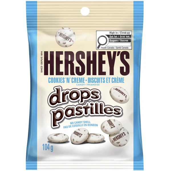 HERSHEY - COOKIES & CREAM DROPS 104GR