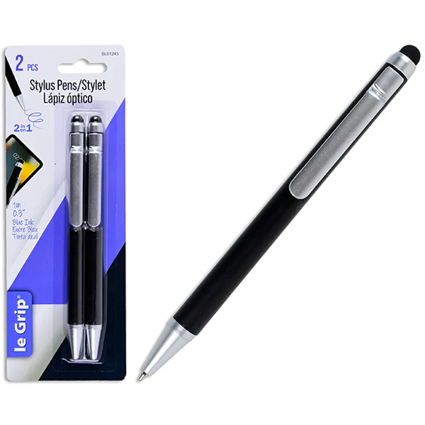 LINKS - 2 PC STYLUS RECT PENS SILVER TRIM 2EA