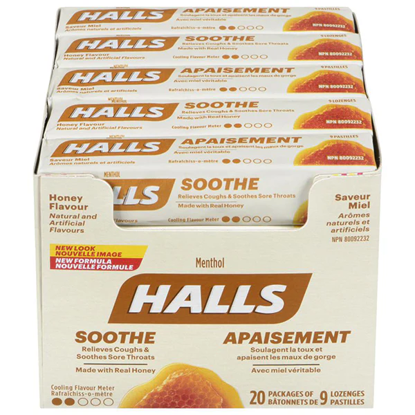 HALLS - REAL HONEY 20x9 EA