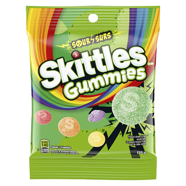 SKITTLES - GUMMIES SOUR PEG 130GR