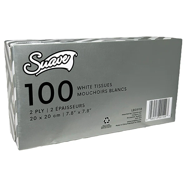 SUAVE - 2 PLY FACIAL TISSUE 100 SHEETS 1PK