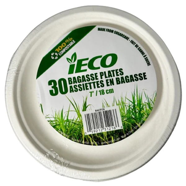 IECO - 7" BAGASSE PLATE 14x30 EA