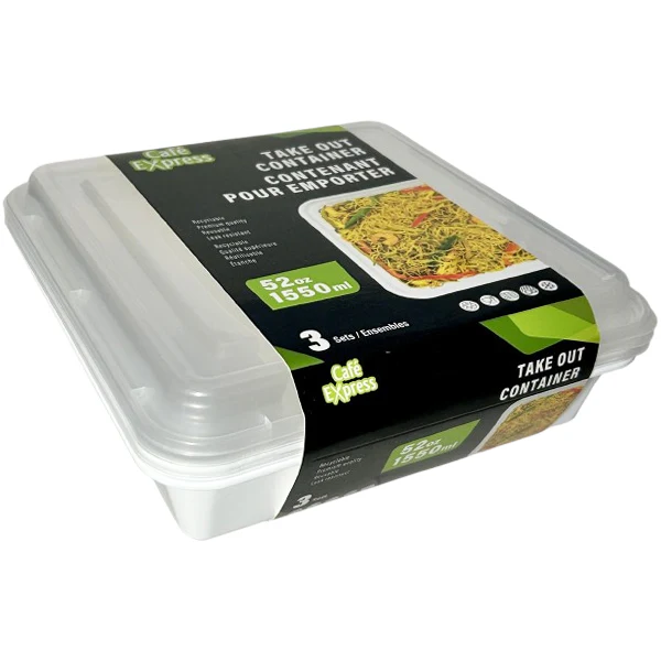 CAFE EXPRESS - WHITE RECTANGLE CONTAINER COMBO 52OZ 12x3 EA