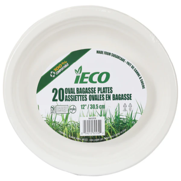 IECO - 12IN BAGASSE PLATTER 12x20 PK