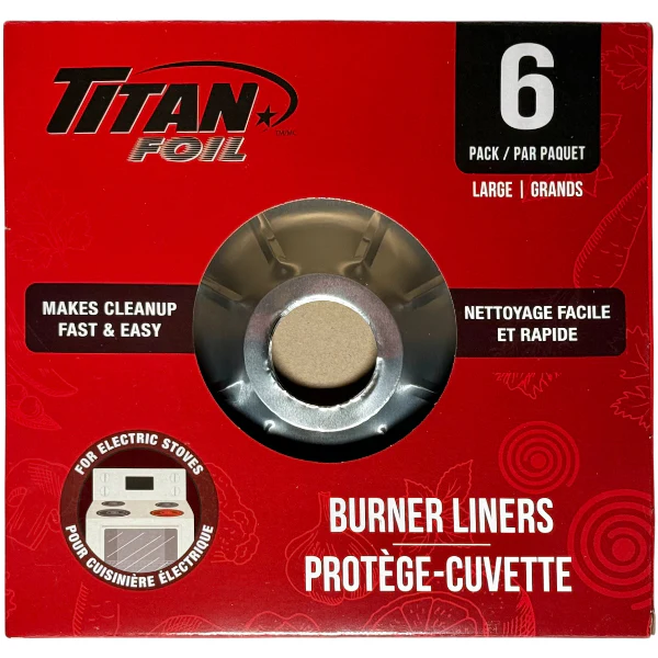 TITAN-FOIL - LARGE ELECTRIC BURNER LINERS 24x6 PK