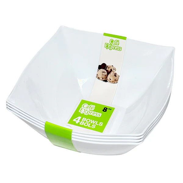 CAFE EXPRESS - SQUARE BOWLS WHITE 8 OZ 4EA