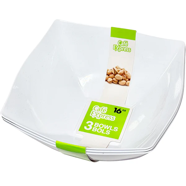CAFE EXPRESS - SQUARE BOWLS WHITE 16 OZ 3EA