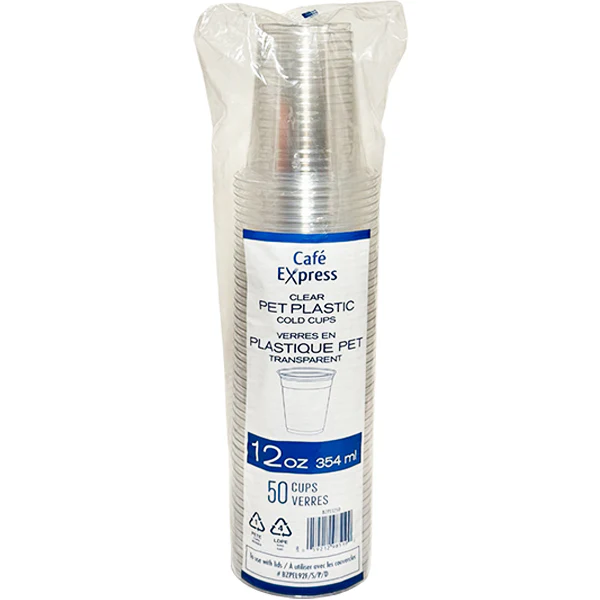 CAFE EXPRESS - CLEAR PET PLASTIC CUPS 12oz 50EA