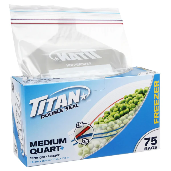 TITAN - CLIK ZIP MEDIUM FREEZER BAG 75EA