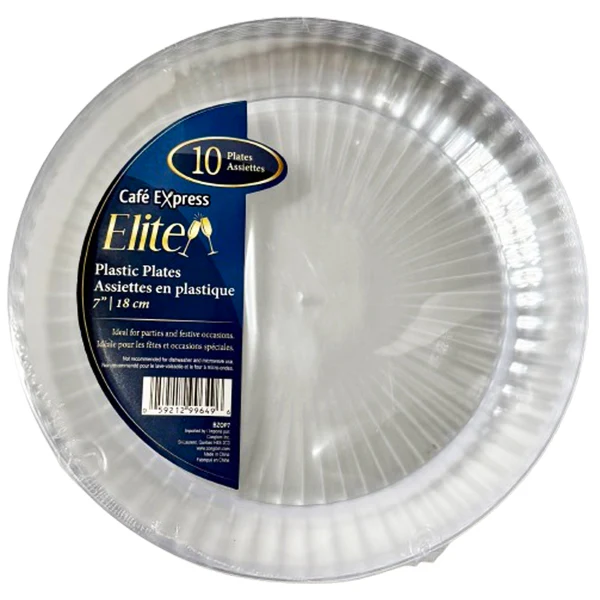 ELITE - CLEAR POLYSTYRENE PLATES 7in 10EA