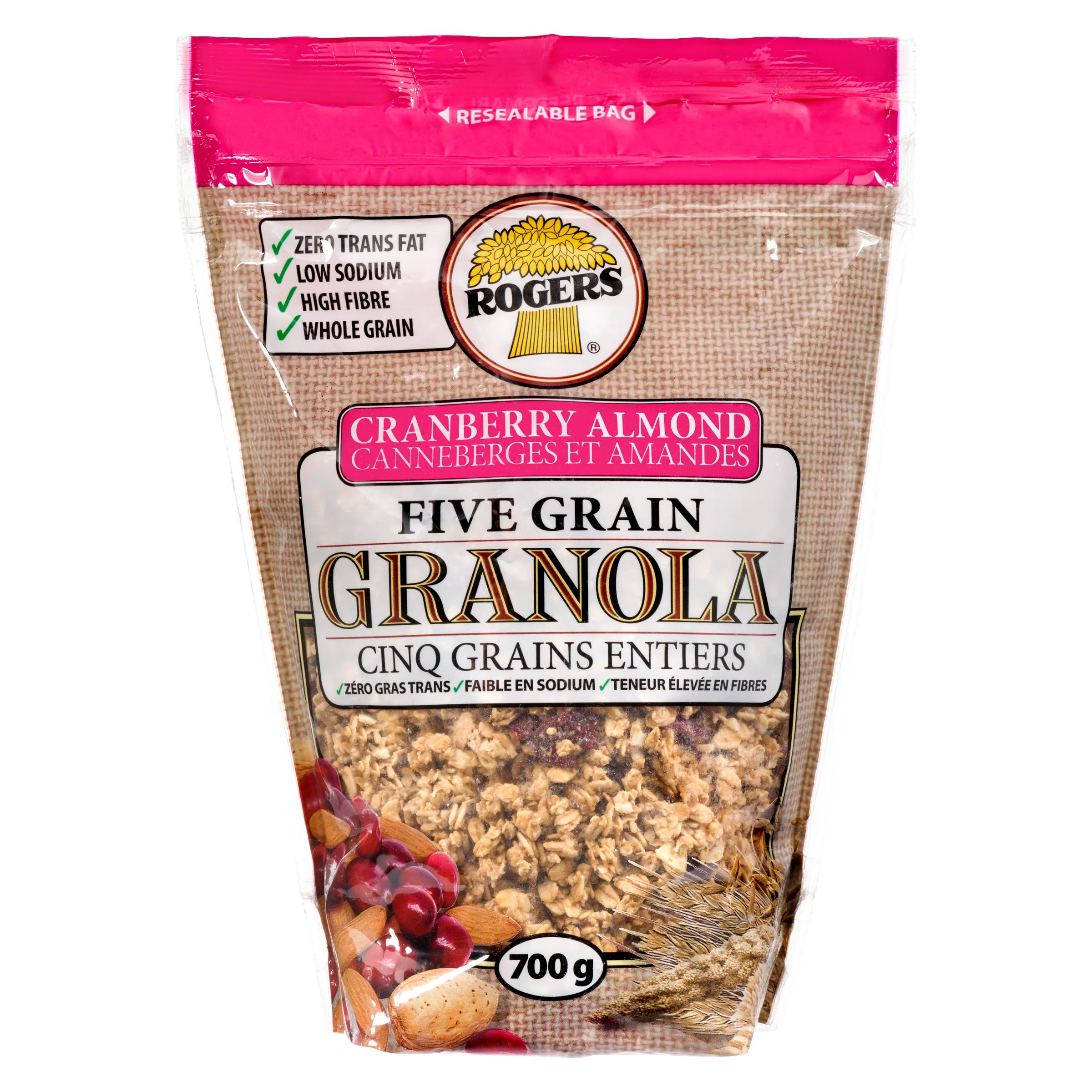 ROGERS - FIVE GRAIN CRANBERRY ALMOND GRANOLA 700GR