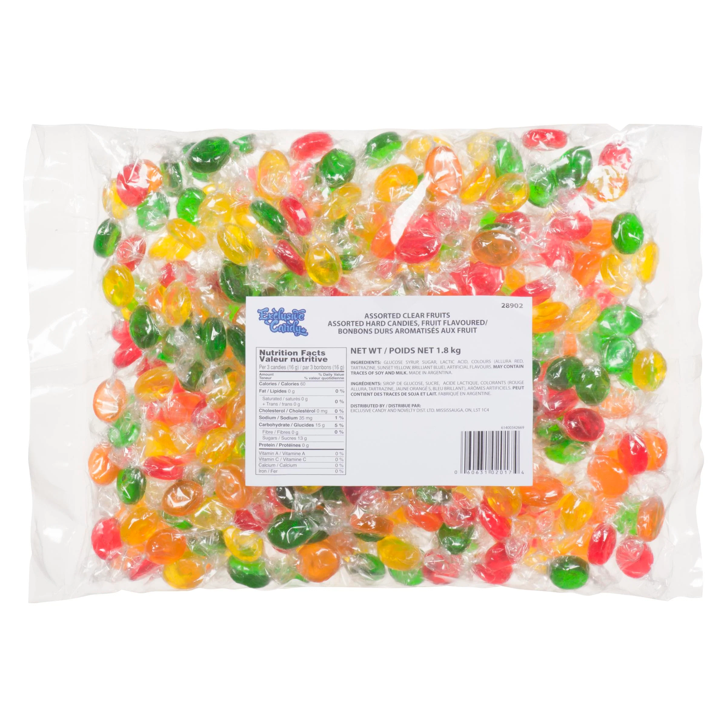 EXCLUSIVE CANDY - ASSORTED CLEAR FRUIT DROPS 1.8KG
