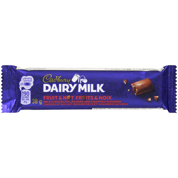 CADBURY - DAIRY MILK FRUIT & NUT 38GR