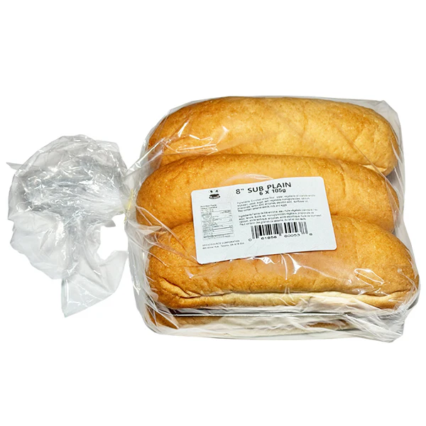 B&A BAKERY - PLAIN SUB BUNS 8" 6PCS