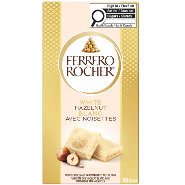 FERRERO - ROCHER WHITE HAZELNUT BAR 90GR