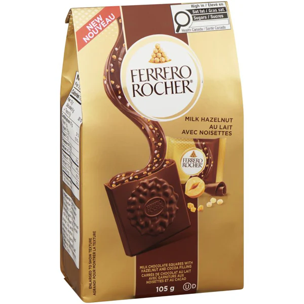 FERRERO ROCHER - SQUARES MILK CHOCOLATE 105GR