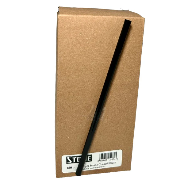 STONE - STRAW SUPER JUMBO COCKTAIL STRWS BLACK 150EA