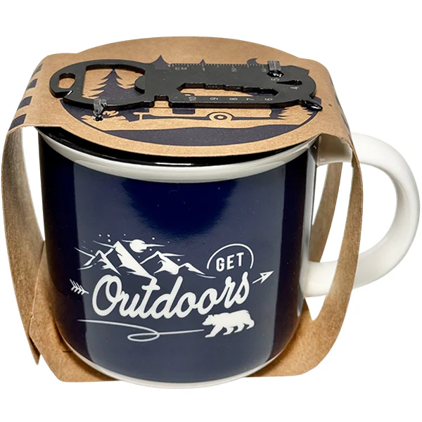NEW BONE - CHINA MUG W/ MULTI-FUNCTION CARD TOOL 13.5OZ