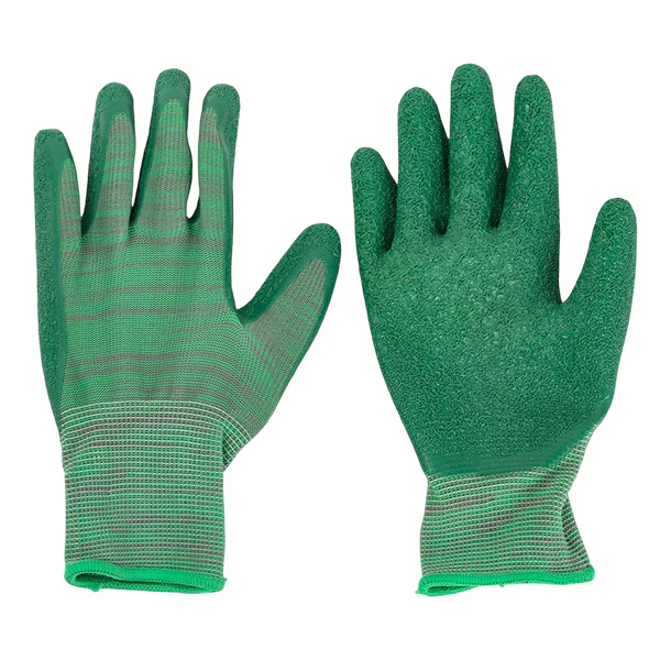 GARDEN ESSENTIALS - GREEN LATEX / NYLON GLOVES 1PAIR