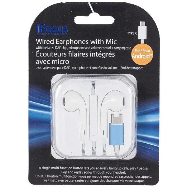 iFOCUS - WIRED EARPHONES WITH MIC FOR ANDROID PHONES EA