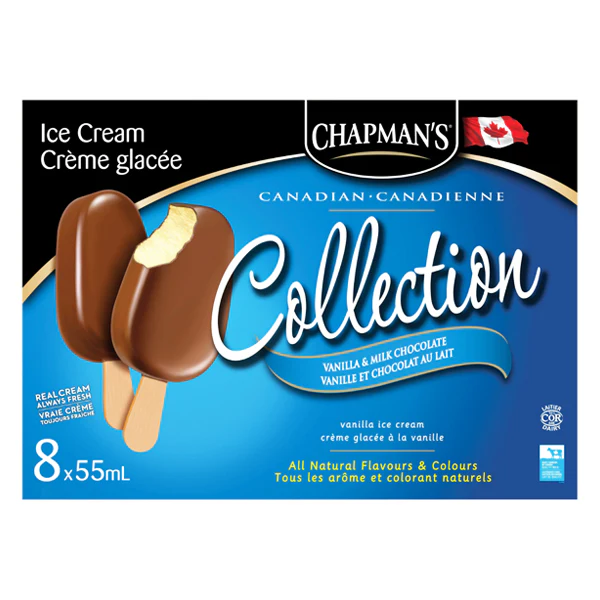 CHAPMANS - MILK CHOCOLATE BAR 8x55 ML