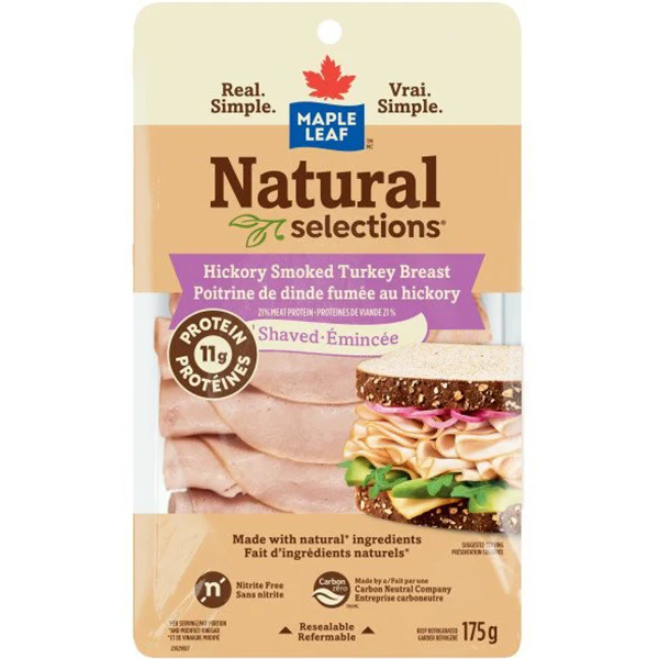 MAPLE LEAF - NATURAL SELECTION HICKORY SMOKED TURKEY 175GR