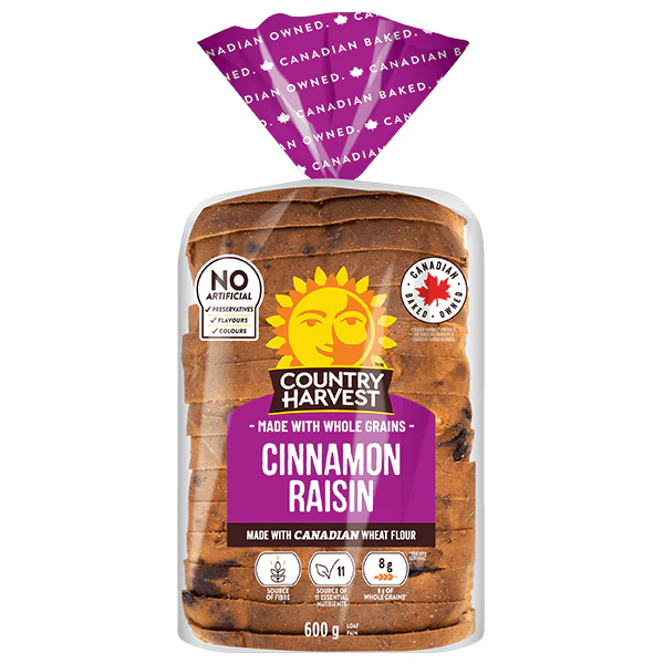 COUNTRY HARVEST - CINAMON RAISIN 600GR