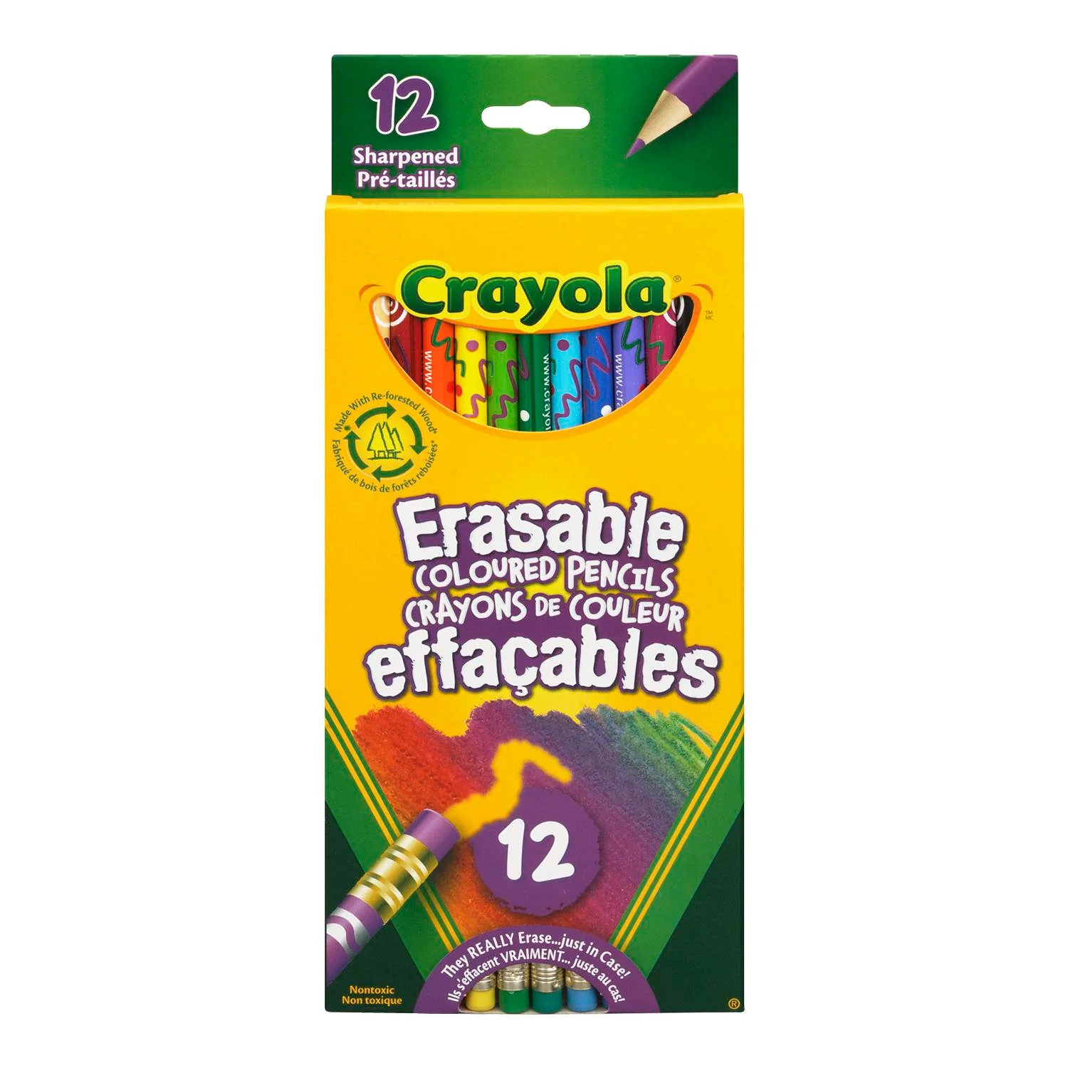CRAYOLA - 12PC ERASABLE COLOURED PENCILS 1EA