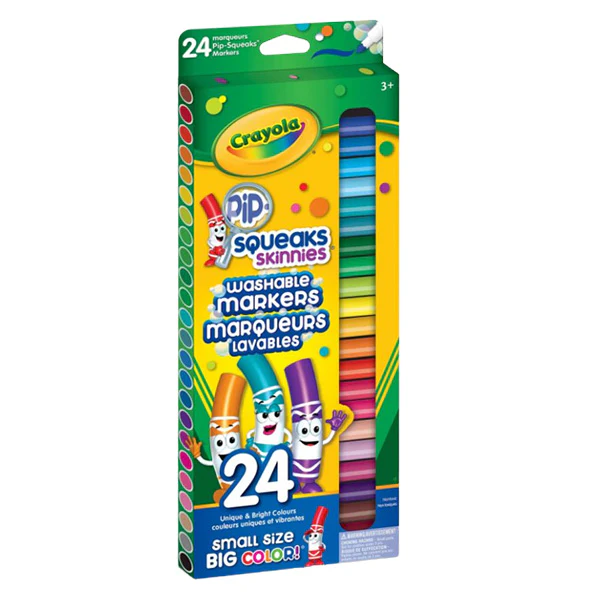 CRAYOLA - 24PC PIP-SQUEAKS SKINNIES MARKERS FINE LINE WASHABLE 1EA