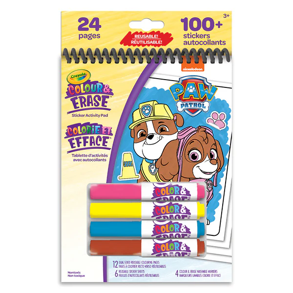 CRAYOLA - COLOUR N ERASE REUSABLE STICKER ACTIVITY PAD PAW PATROL EA