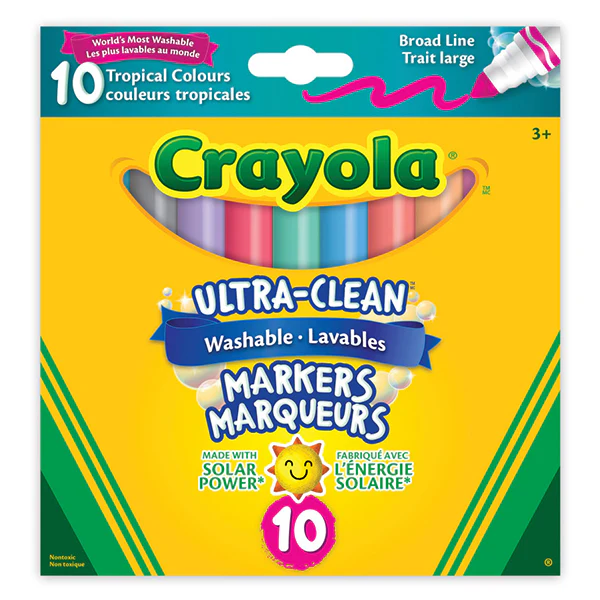 CRAYOLA - WASHABLE TROPICAL BROAD LINE MARKER 10EA