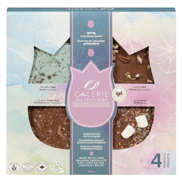 GALERIE AU CHOCOLAT - ARTISAN EASTER QUARTET MINI BARK BARS 160GR