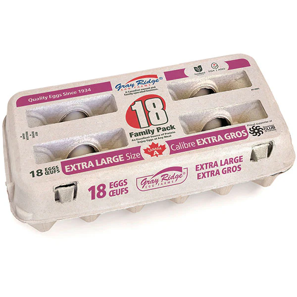 GRAY RIDGE - WHITE EGGS EXTRA LARGE 18EA